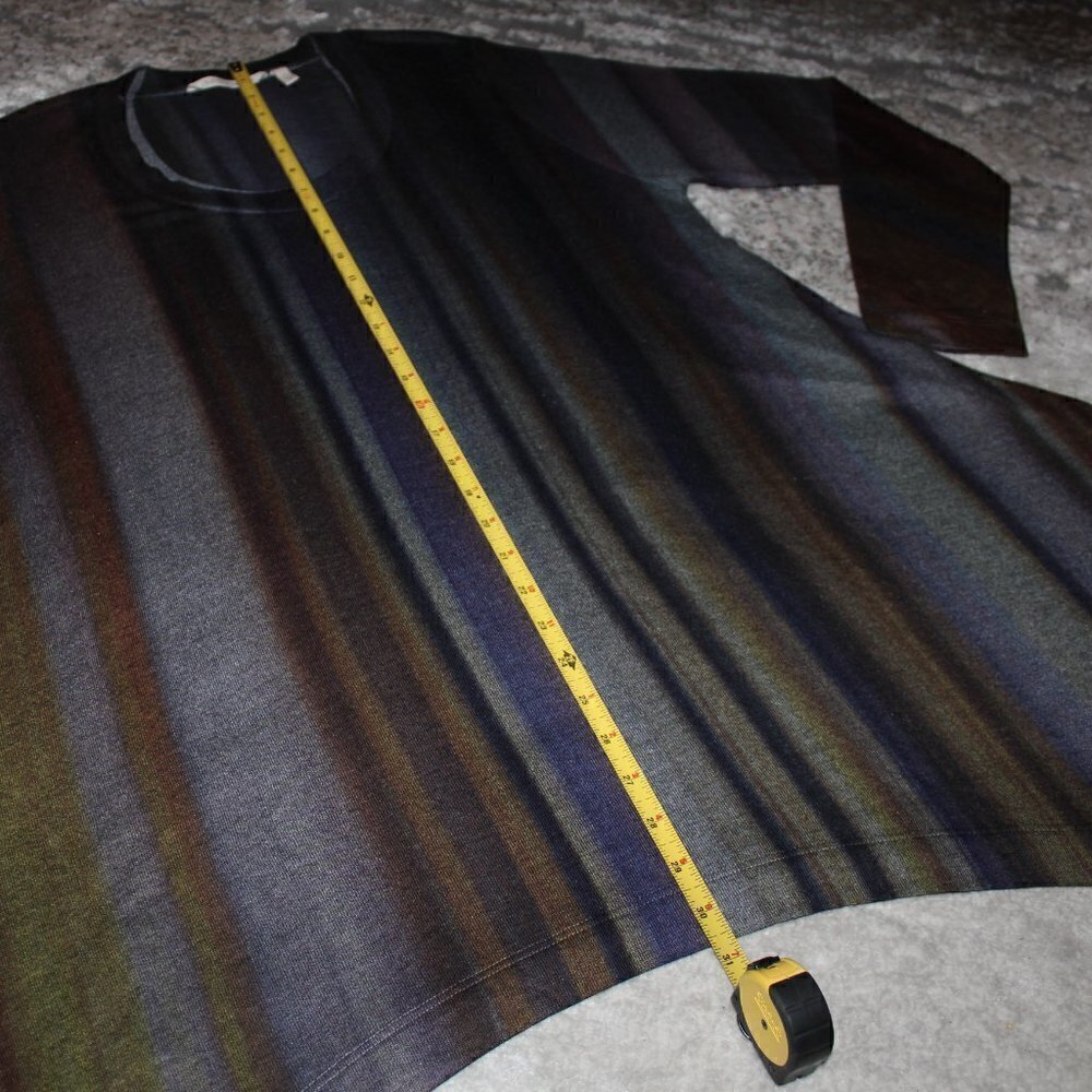 Soft Surroundings Shark Bite Hem Flowy Grey Purple Striped Long Sleeve Tunic Top - Picture 8 of 14
